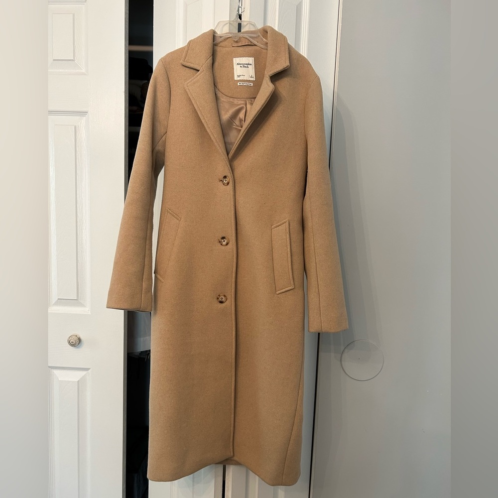 Womens Abercrombie & Fitch Wool Long Peacoat